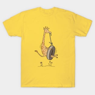 Giraffe Tyre swing self play T-Shirt